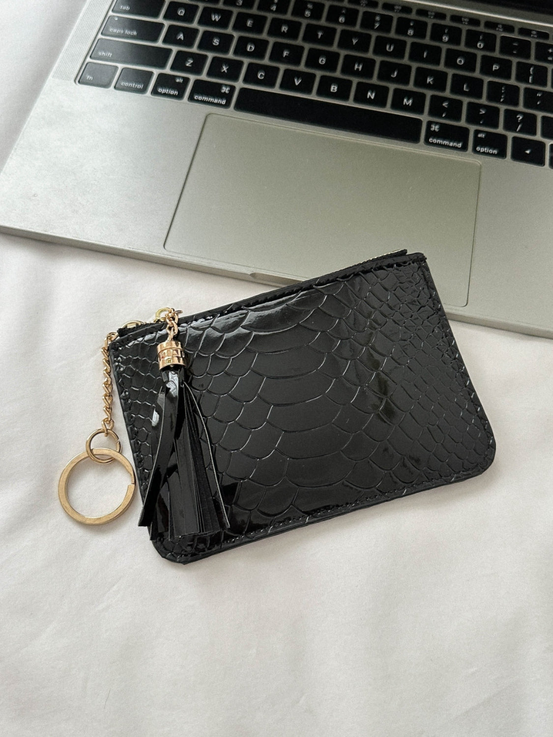 PU Leather Tassel Trim Card Case-Teresa&#39;s Fashionista LLC