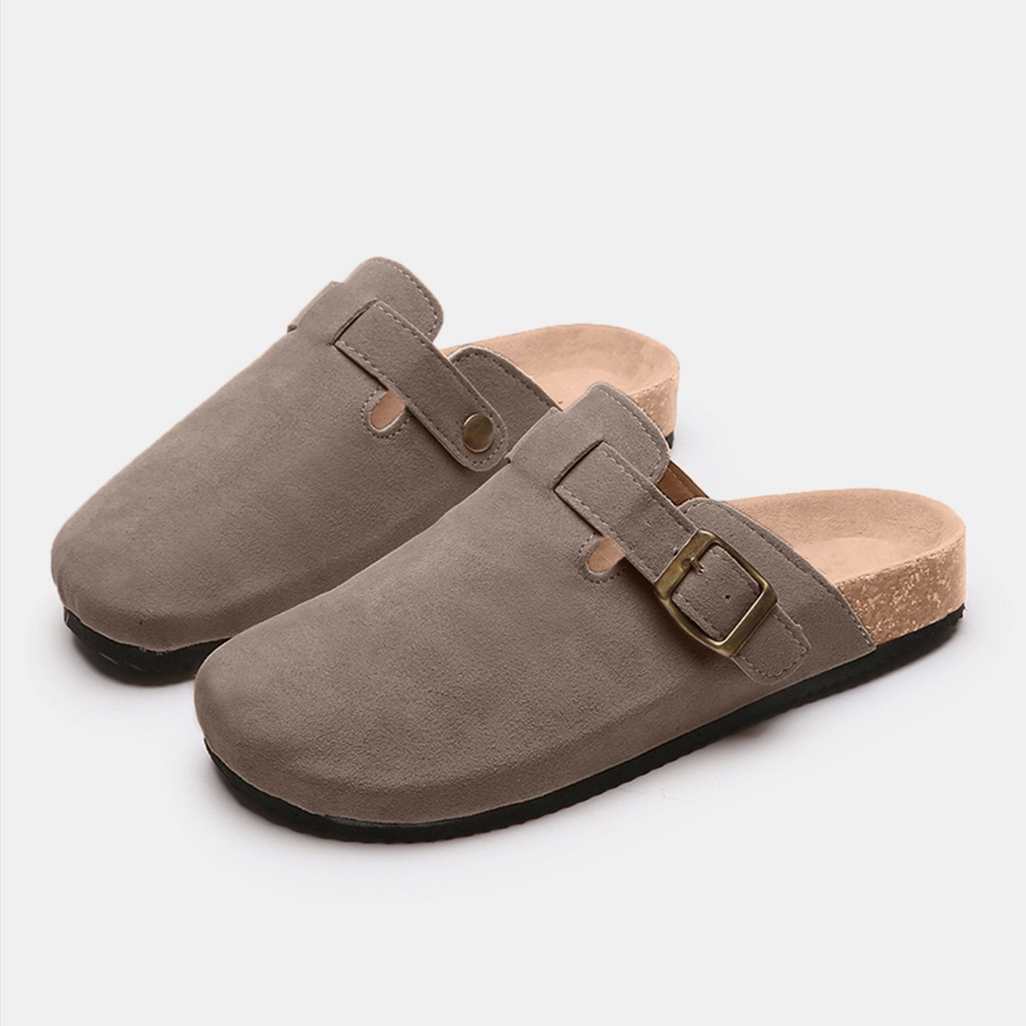 Suede Closed Toe Buckle Slide-Teresa&#39;s Fashionista LLC