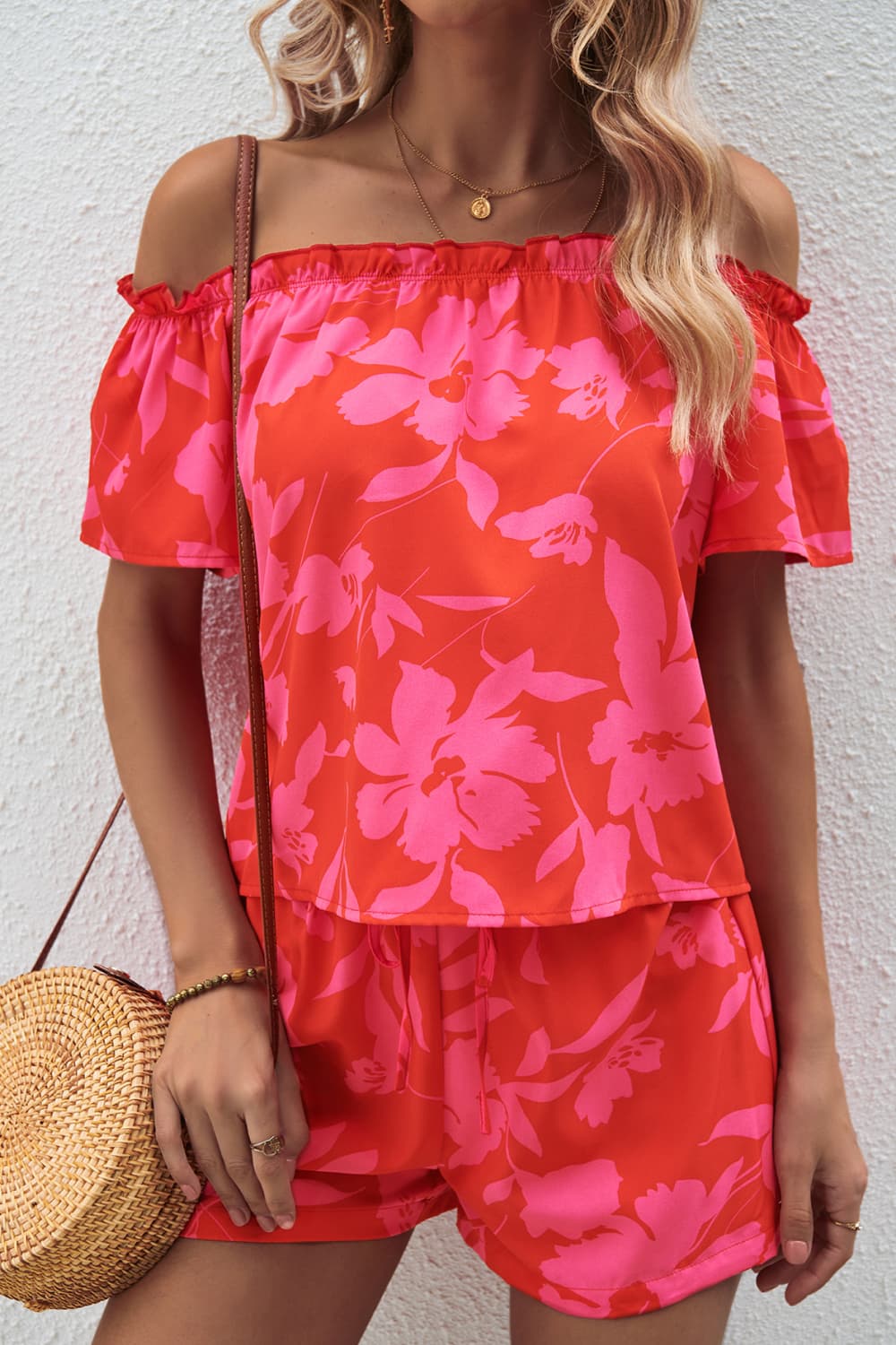 Floral Off-Shoulder Top and Shorts Set-Teresa&#39;s Fashionista LLC