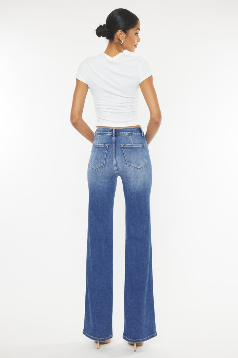 Kancan Ultra High Waist Gradient Flare Jeans-Teresa&#39;s Fashionista LLC