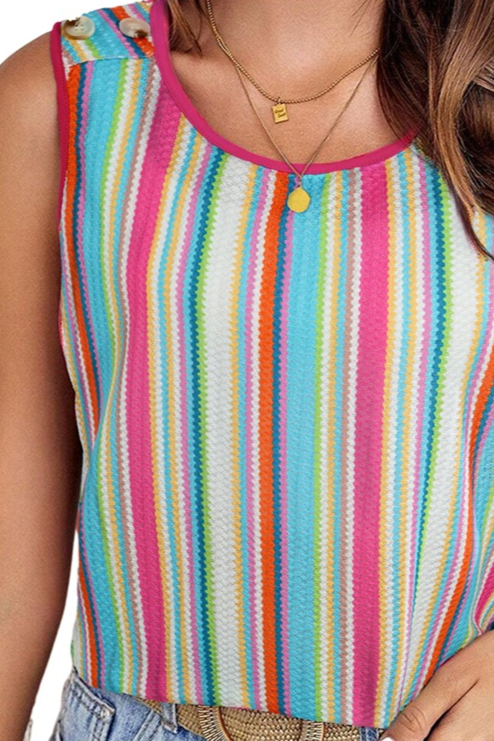 Striped Wide Strap Tank-Teresa&#39;s Fashionista LLC