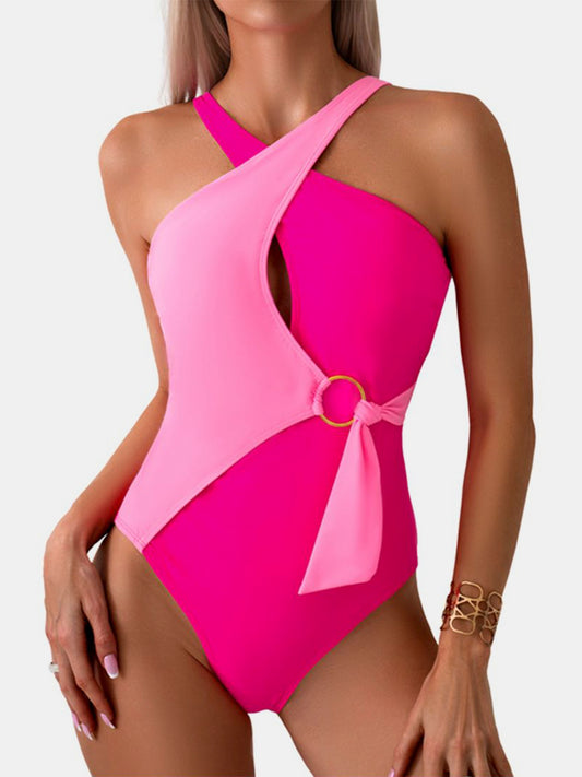 Cutout Contrast Sleeveless One-Piece Swimwear-Teresa&#39;s Fashionista LLC