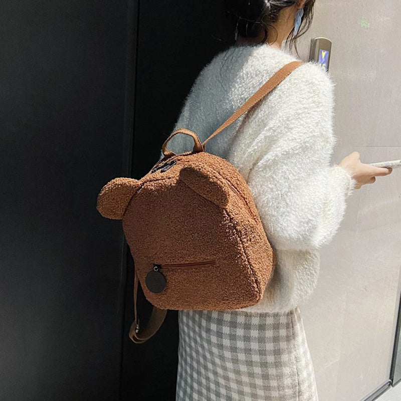 Girl Shoulder Small Backpack Furry One Shoulder Messenger Bag-Teresa&#39;s Fashionista LLC