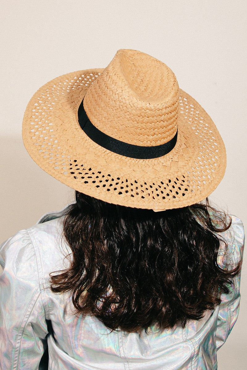 Fame Basket Weave Straw Sun Hat-Teresa&#39;s Fashionista LLC