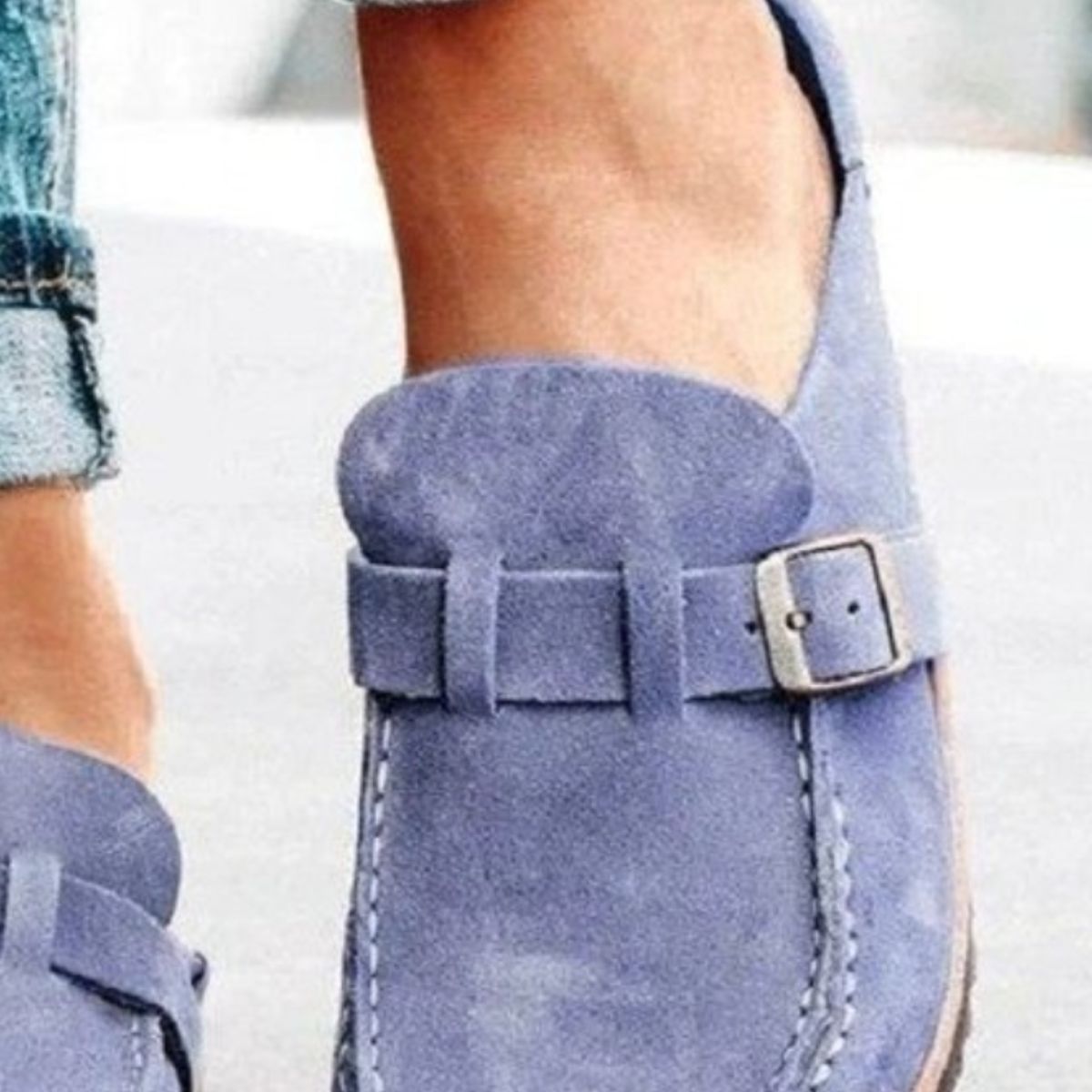 Round Toe Low Heel Buckle Loafers-Teresa&#39;s Fashionista LLC