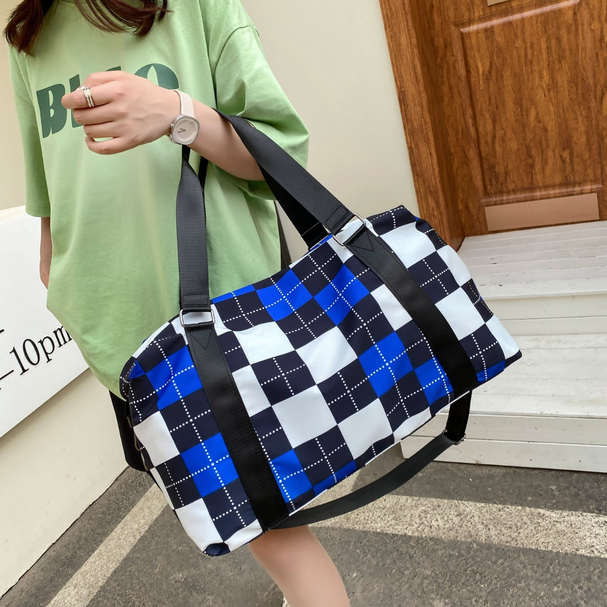 Oxford Cloth Plaid Travel Bag-Teresa&#39;s Fashionista LLC