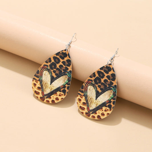 PU Leather Leopard Teardrop Earrings-Teresa&#39;s Fashionista LLC