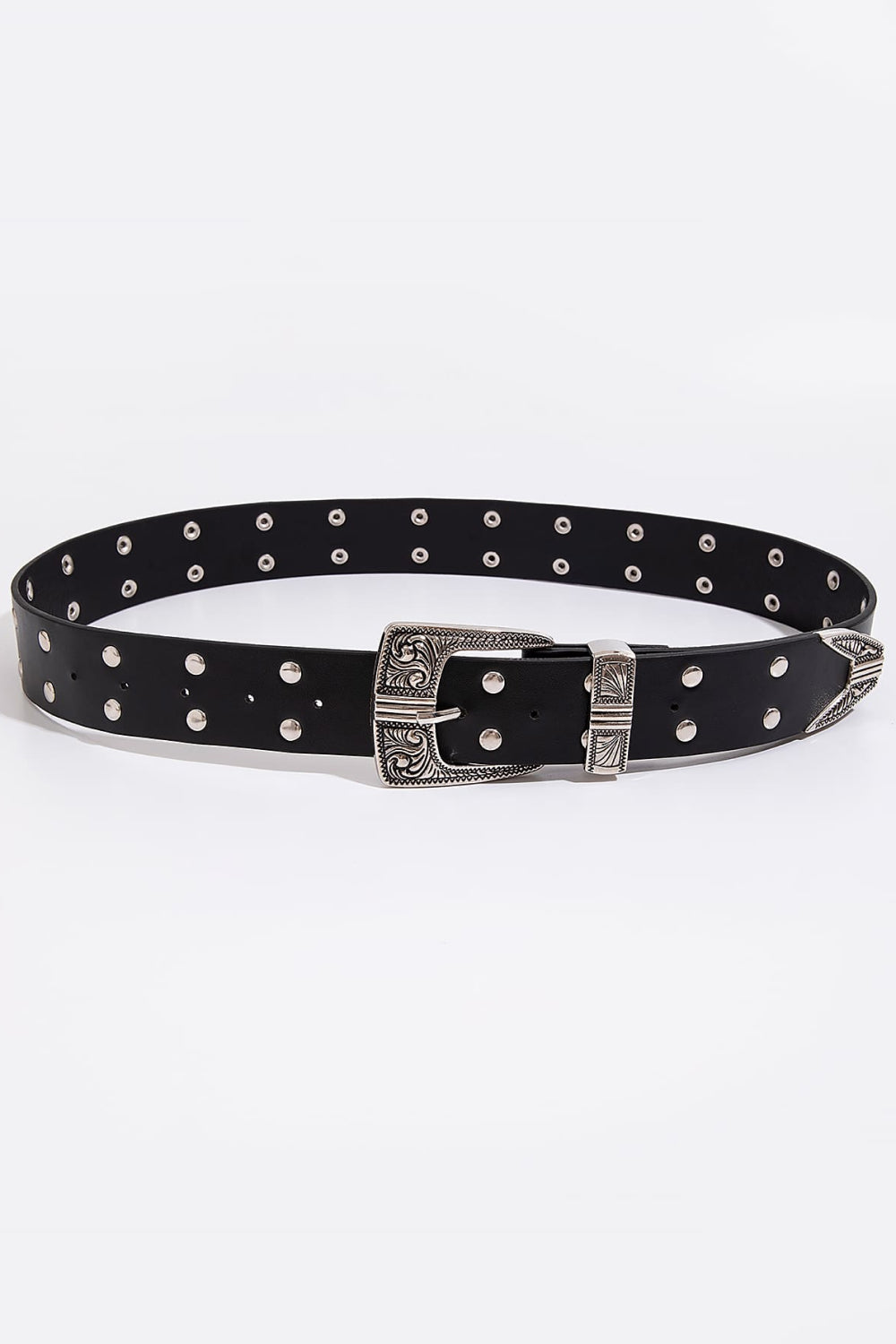 Double Row Studded PU Leather Belt-Teresa&#39;s Fashionista LLC