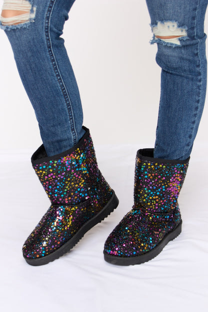 Forever Link Sequin Thermal Flat Boots-Teresa&#39;s Fashionista LLC