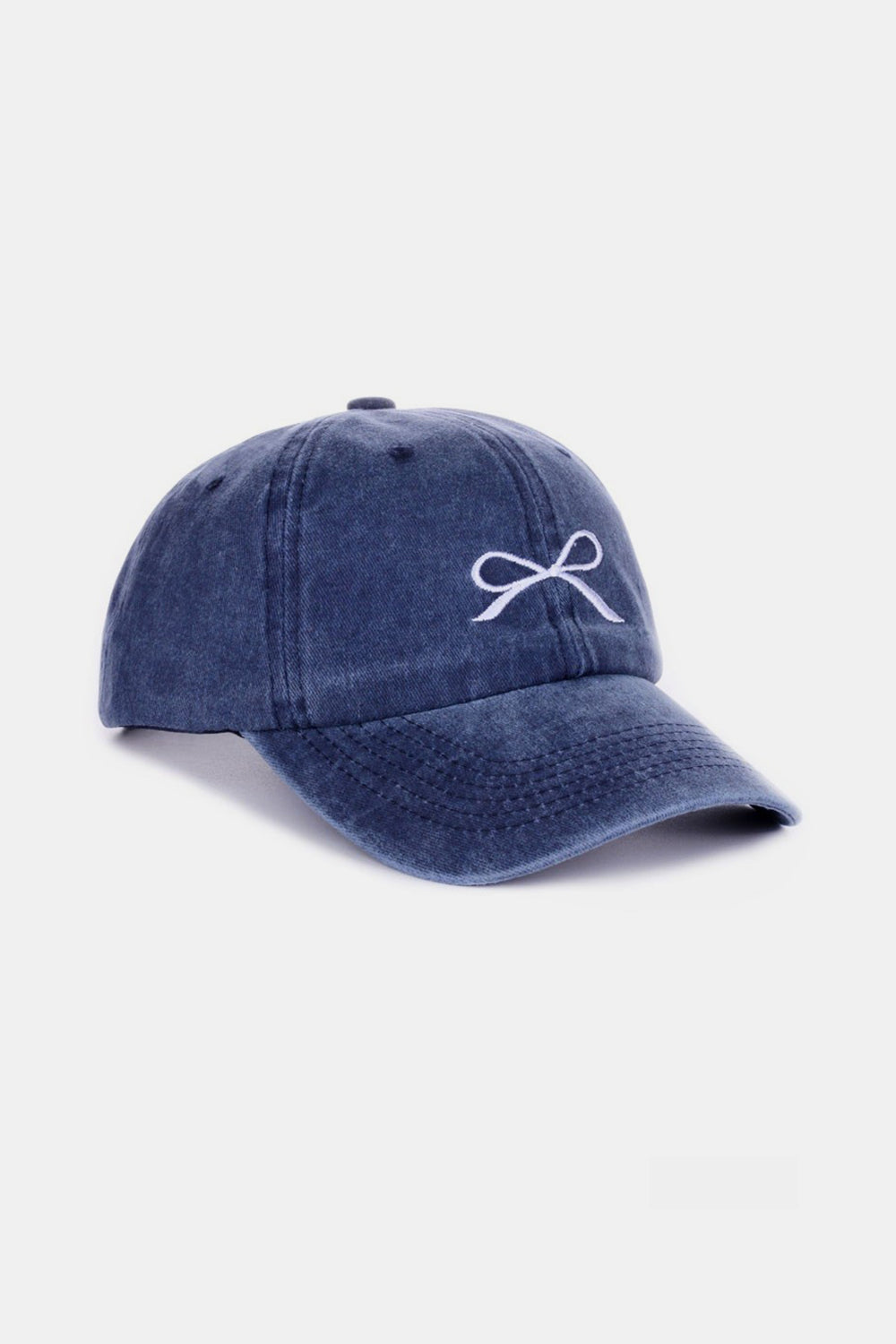 Zenana Bow Embroidered Washed Cotton Caps-Teresa&#39;s Fashionista LLC