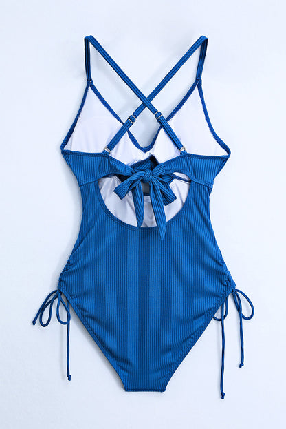 Cutout V-Neck Spaghetti Strap One-Piece Swimwear-Teresa&#39;s Fashionista LLC