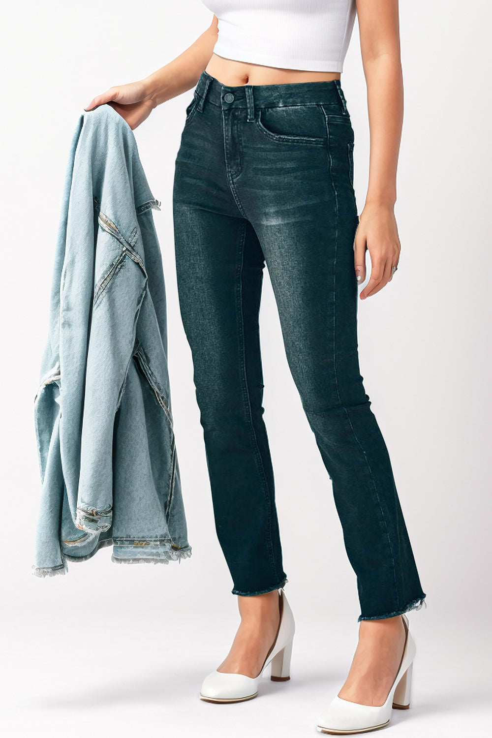 Mid-Rise Waist Skinny Jeans with Pockets-Teresa&#39;s Fashionista LLC