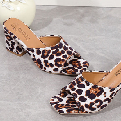 Leopard Block Heel Suede Sandals-Teresa&#39;s Fashionista LLC