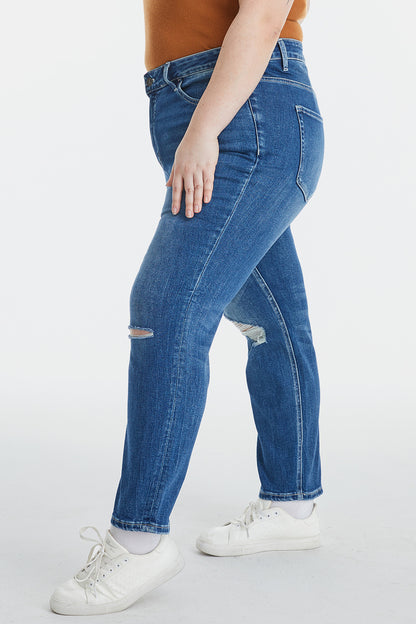 BAYEAS Full Size High Waist Distressed Washed Cropped Mom Jeans-Teresa&#39;s Fashionista LLC