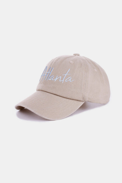 Zenana Washed ATLANTA Embroidered Baseball Cap-Teresa&#39;s Fashionista LLC