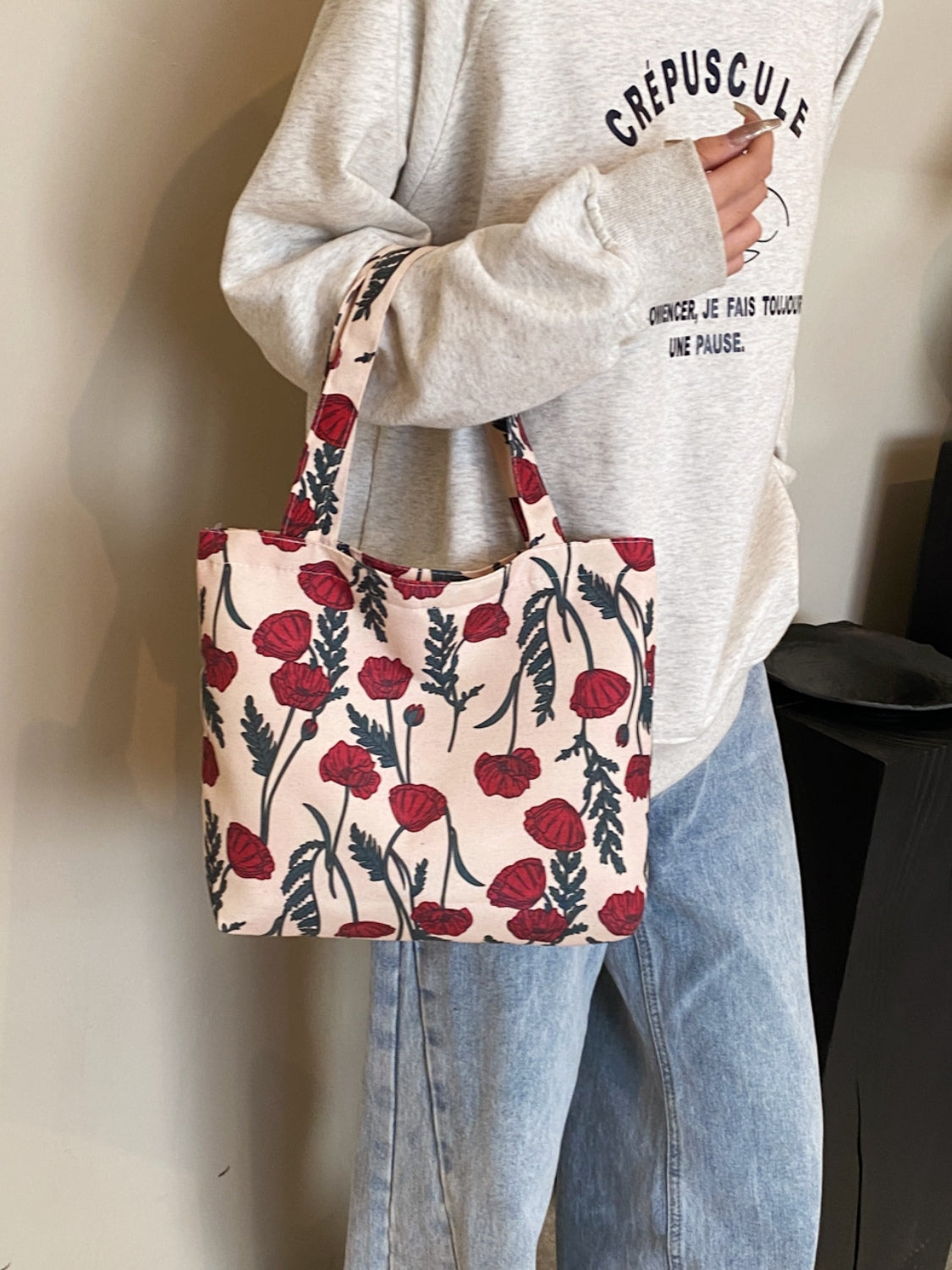 Printed Canvas Handbag with Zipper-Teresa&#39;s Fashionista LLC