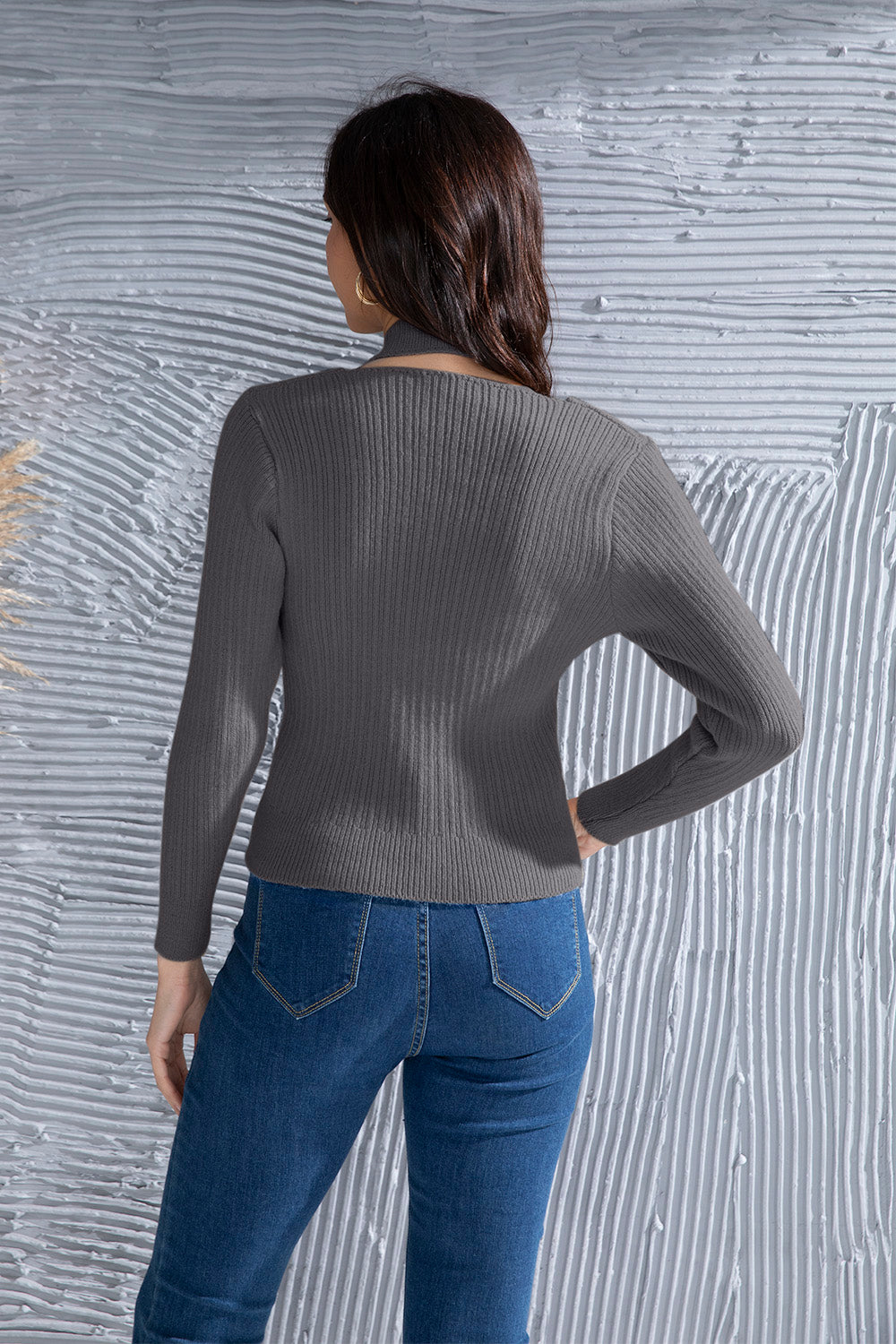 Halter Neck Long Sleeve Sweater-Teresa&#39;s Fashionista LLC