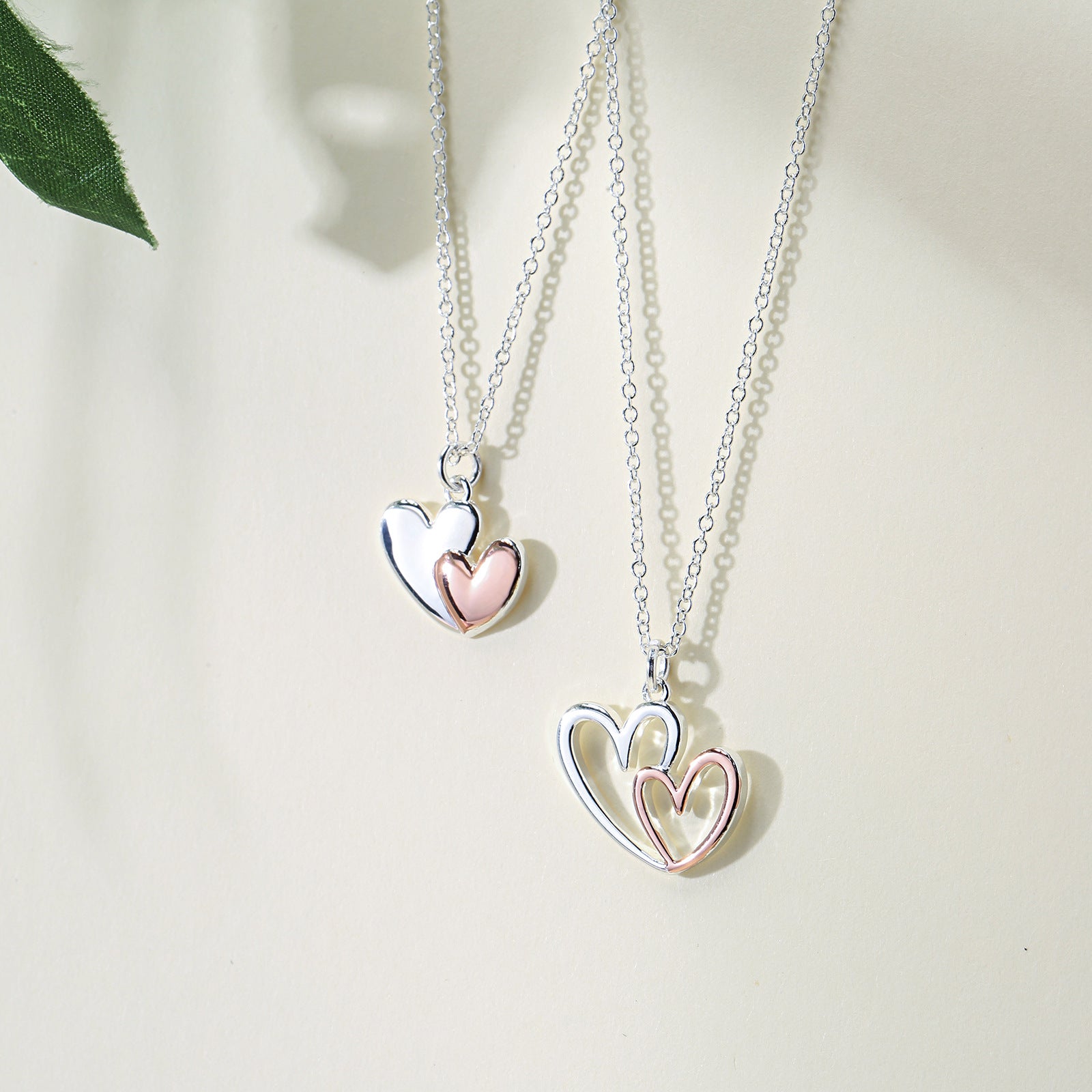 Mother Daughter Friendship Set Love Pendant Two Tone Necklace-Teresa&#39;s Fashionista LLC