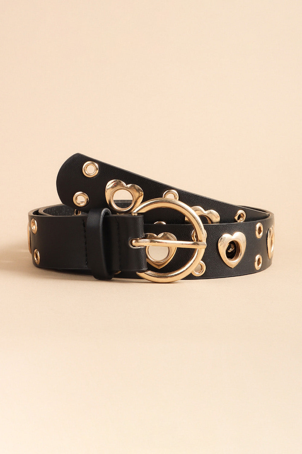 Heart Shape Alloy Detail PU Leather Belt-Teresa&#39;s Fashionista LLC