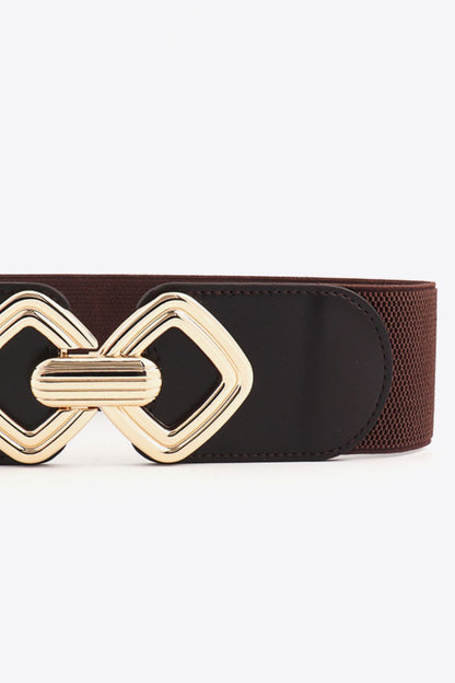 Geometric Buckle Elastic Wide Belt-Teresa&#39;s Fashionista LLC