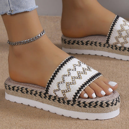 Geometric Weave Platform Sandals-Teresa&#39;s Fashionista LLC