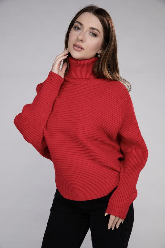 Viscose Dolman Sleeve Turtleneck Sweater-Teresa&#39;s Fashionista LLC