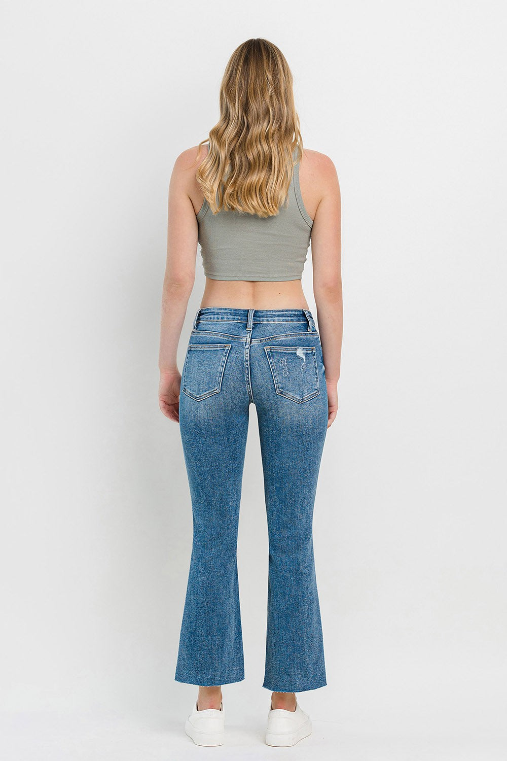 Vervet by Flying Monkey Full Size Mid Rise Distressed Cropped Flare Jeans-Teresa&#39;s Fashionista LLC