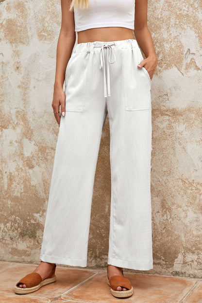 Drawstring Waist Crinkled Wide Leg Pants-Teresa&#39;s Fashionista LLC