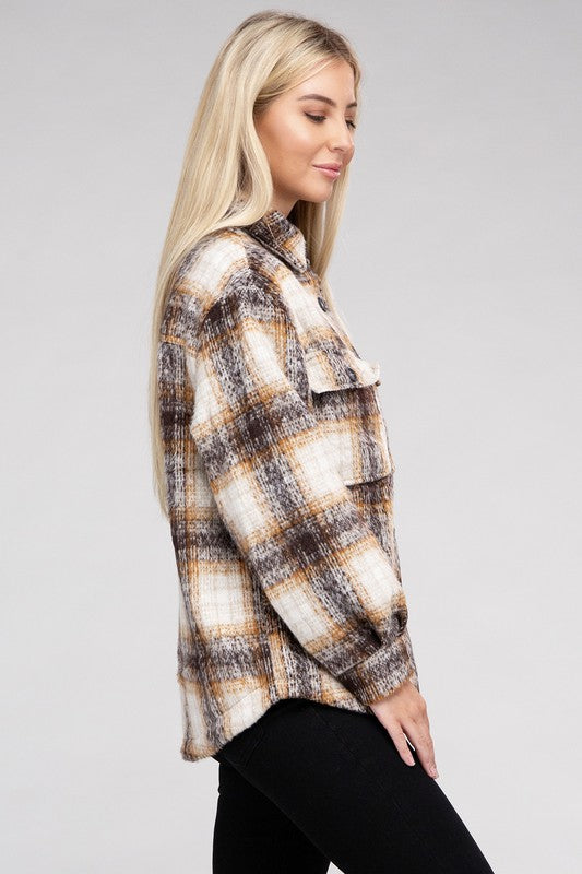 Cozy Plaid Flannel Shacket-Teresa&#39;s Fashionista LLC