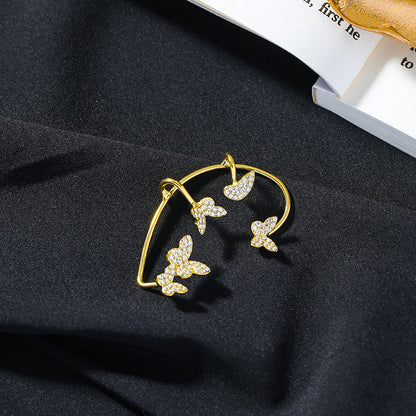 Full Diamond Butterfly Earrings Female Temperament Without Pierced Super Fairy-Teresa&#39;s Fashionista LLC