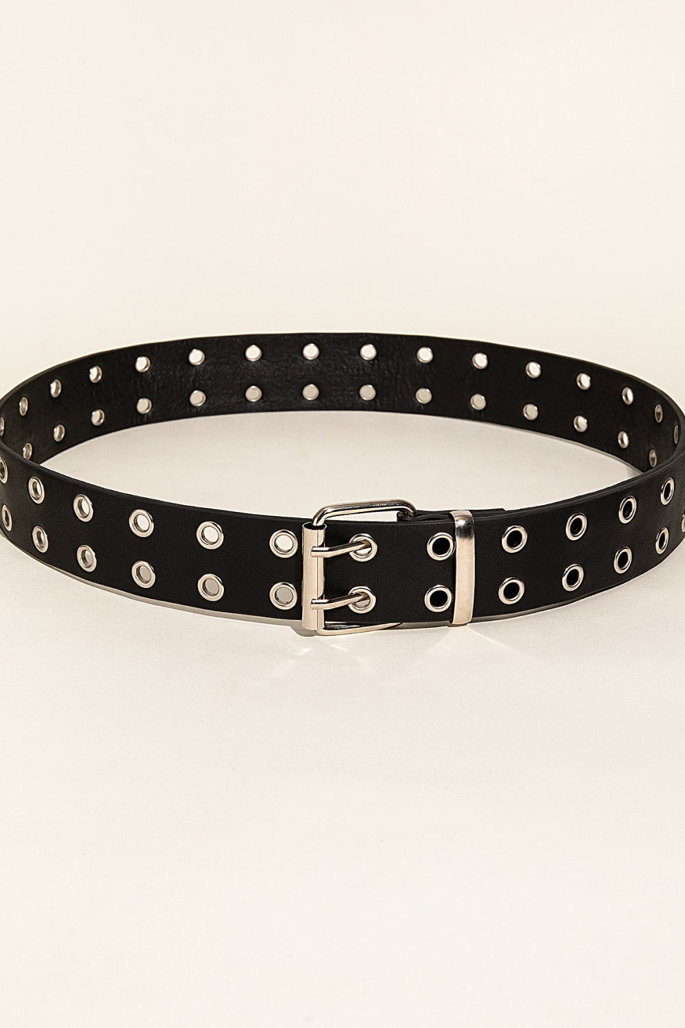 Double Row Grommet PU Leather Belt-Teresa&#39;s Fashionista LLC