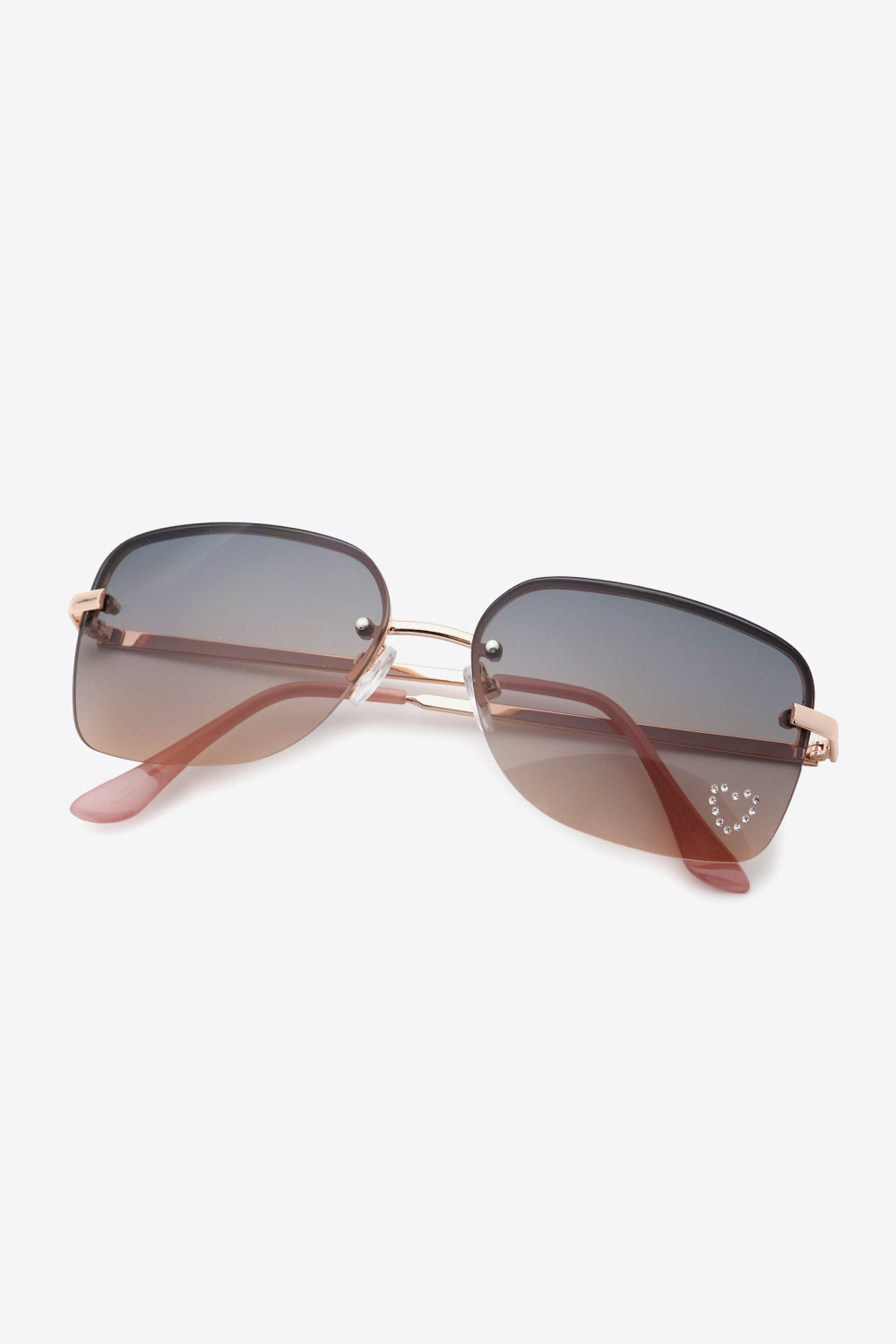 Rhinestone Heart Metal Frame Sunglasses-Teresa&#39;s Fashionista LLC