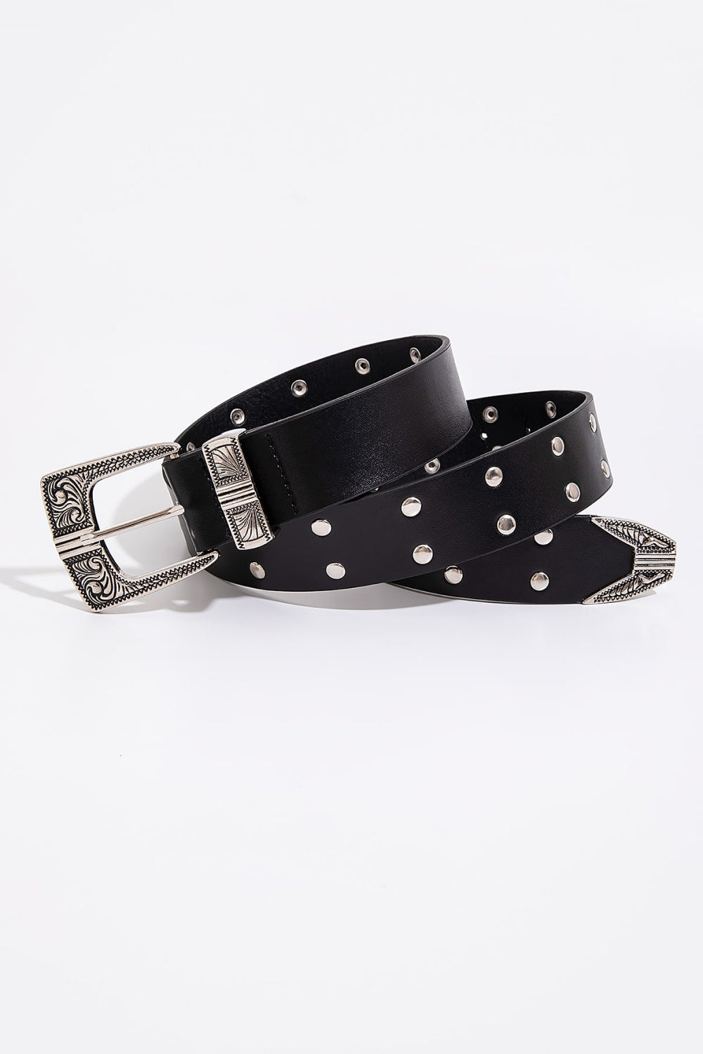 Double Row Studded PU Leather Belt-Teresa&#39;s Fashionista LLC