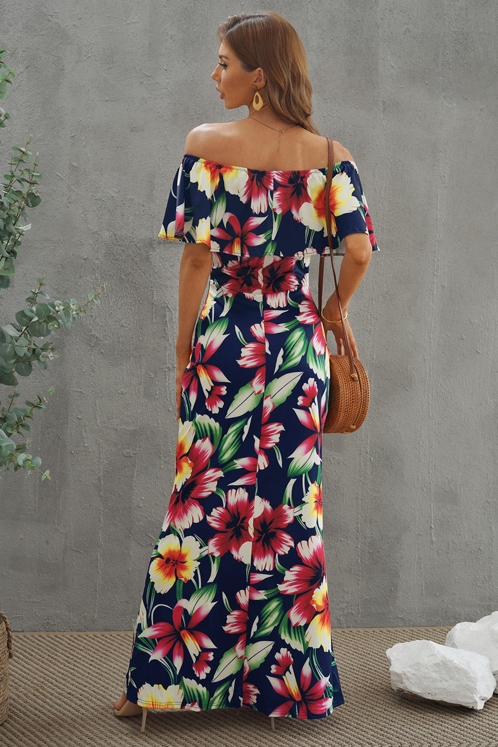 Floral Layered Off-Shoulder Maxi Dress-Teresa&#39;s Fashionista LLC