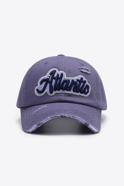 ATLANTIC Graphic Distressed Baseball Cap-Teresa&#39;s Fashionista LLC