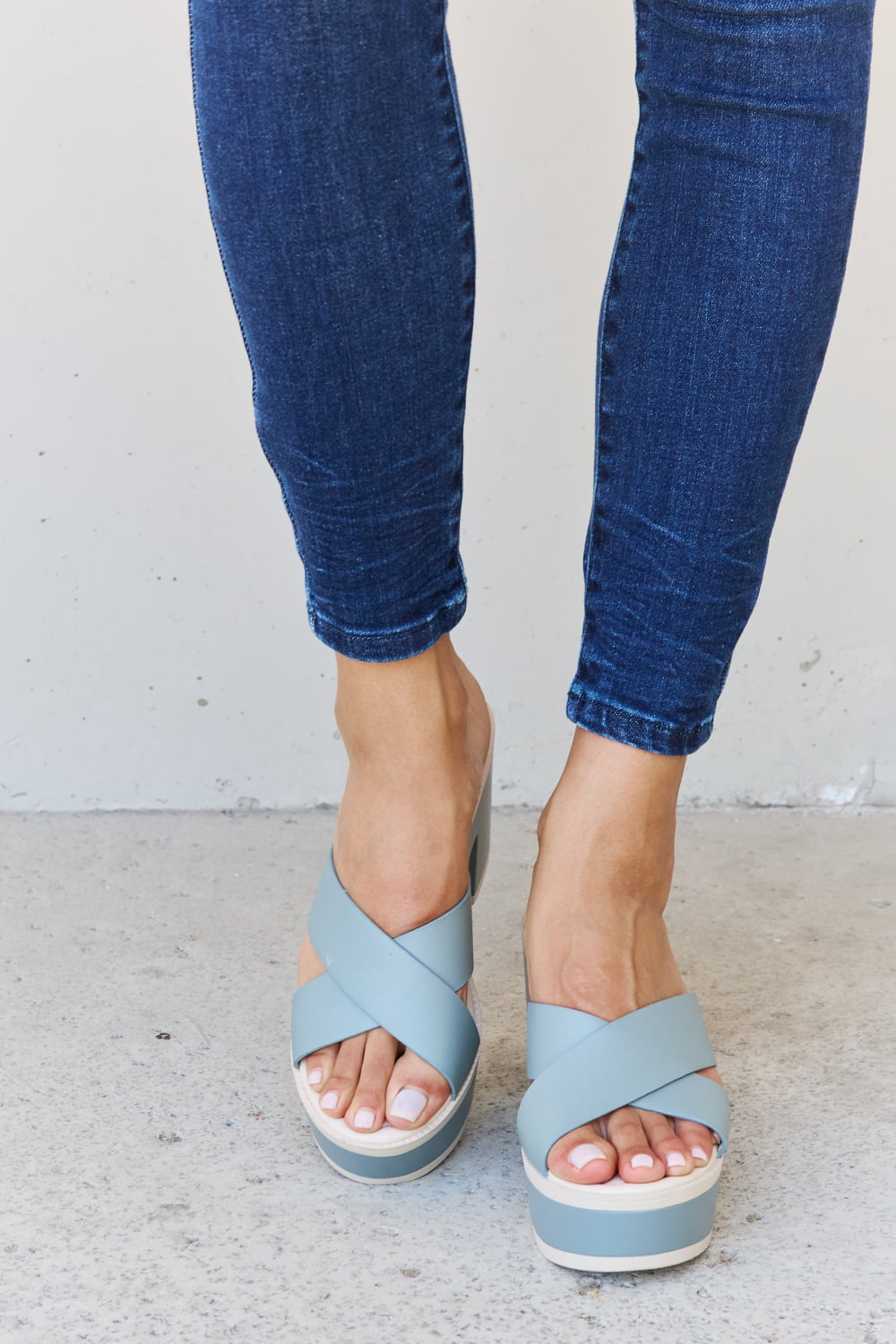 Weeboo Cherish The Moments Contrast Platform Sandals in Misty Blue-Teresa&#39;s Fashionista LLC