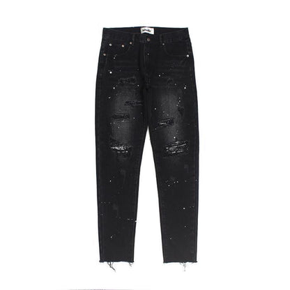 Occidental High Street Black Broken Jeans Male-Teresa&#39;s Fashionista LLC