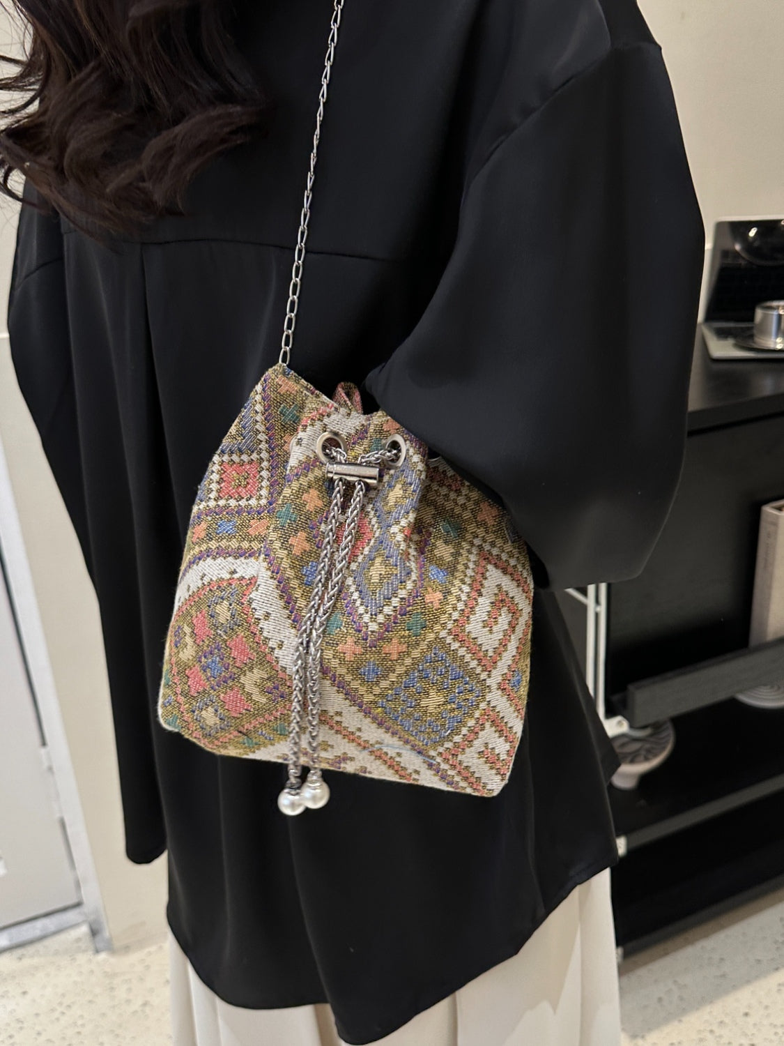 Printed Chain Bucket Bag-Teresa&#39;s Fashionista LLC