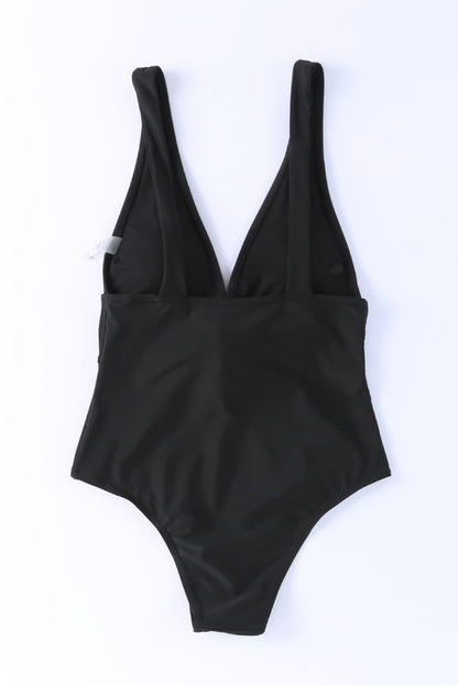 Plunge Wide Strap One-Piece Swimwear-Teresa&#39;s Fashionista LLC