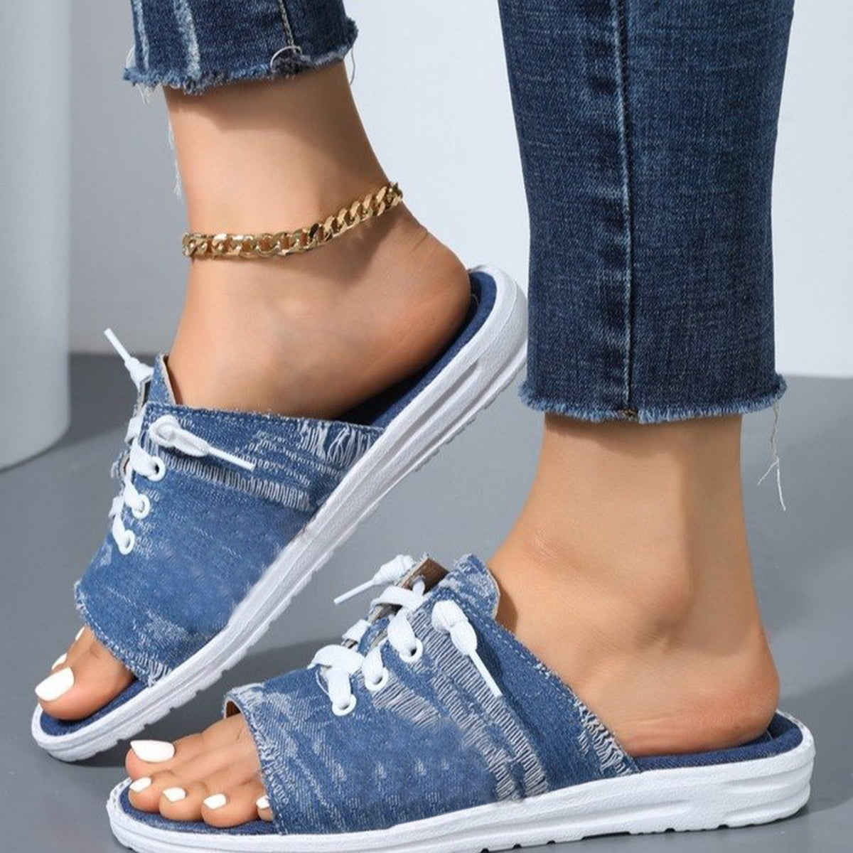 Open Toe Lace Up Sandals-Teresa&#39;s Fashionista LLC