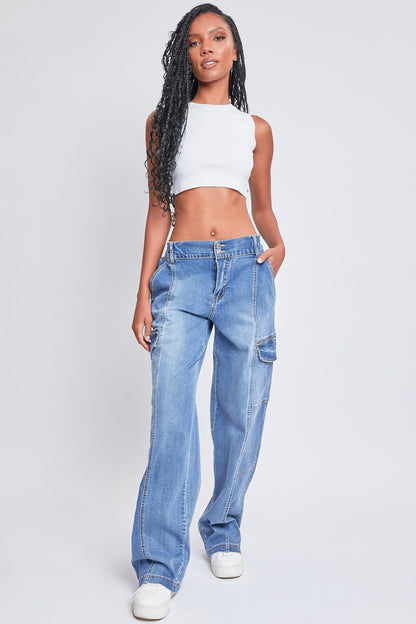 YMI Jeanswear High-Rise Straight Cargo Jeans-Teresa&#39;s Fashionista LLC