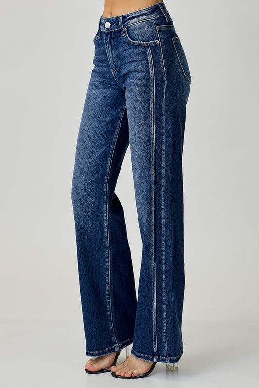 RISEN Mid Rise Straight Jeans-Teresa&#39;s Fashionista LLC