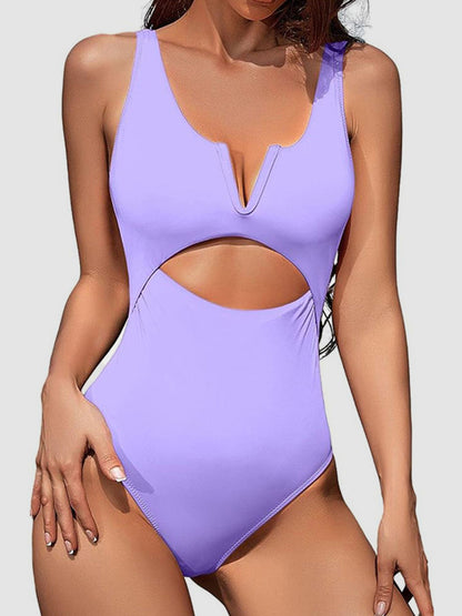 Cutout Notched Wide Strap One-Piece Swimwear-Teresa&#39;s Fashionista LLC