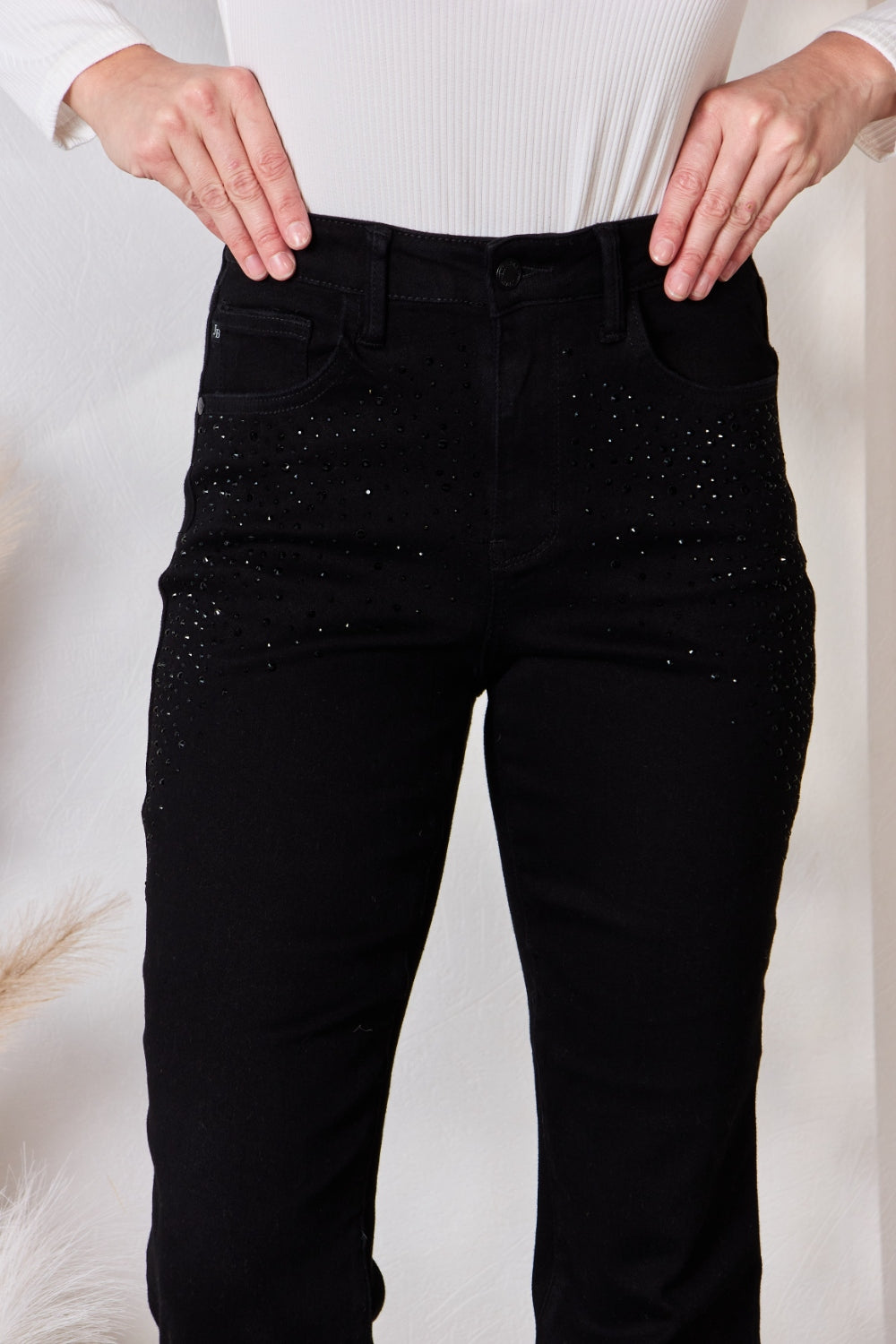 Judy Blue Full Size Rhinestone Embellished Slim Jeans-Teresa&#39;s Fashionista LLC