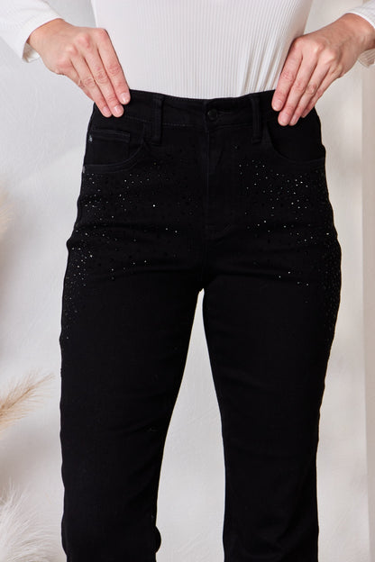 Judy Blue Full Size Rhinestone Embellished Slim Jeans-Teresa&#39;s Fashionista LLC