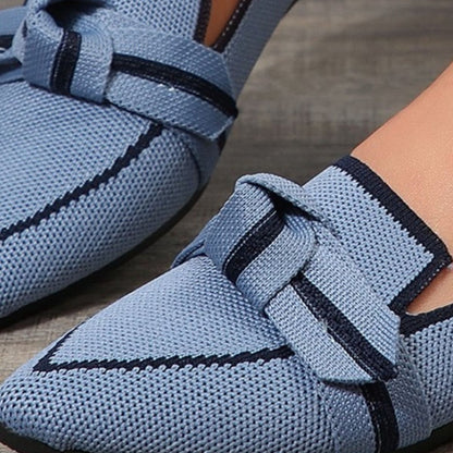 Bow Contrast Trim Point Toe Loafers-Teresa&#39;s Fashionista LLC