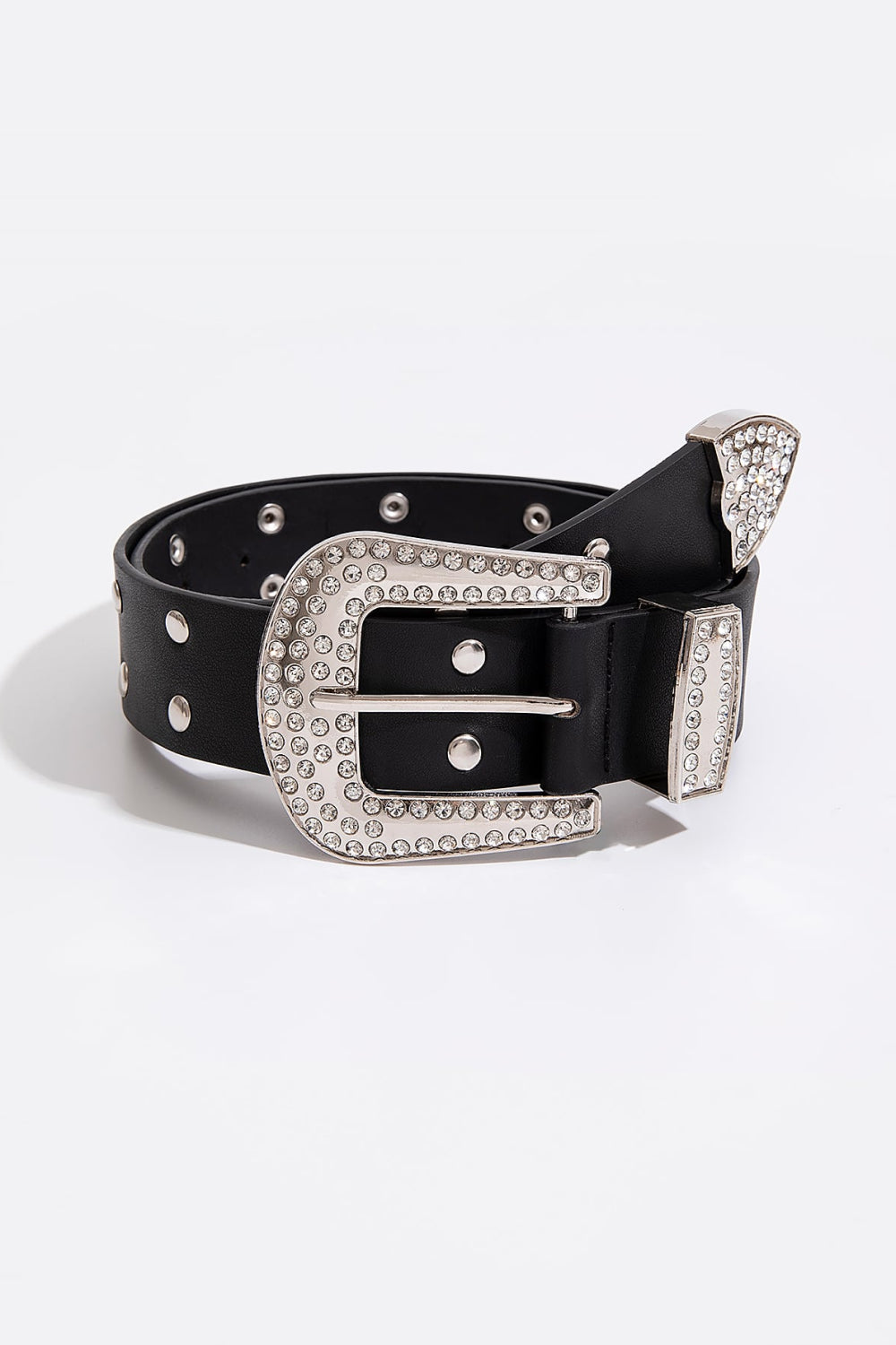 Double Row Studded PU Leather Belt-Teresa&#39;s Fashionista LLC