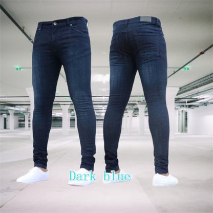 Mens Pants Retro Washing Zipper Stretch Jeans-Teresa&#39;s Fashionista LLC