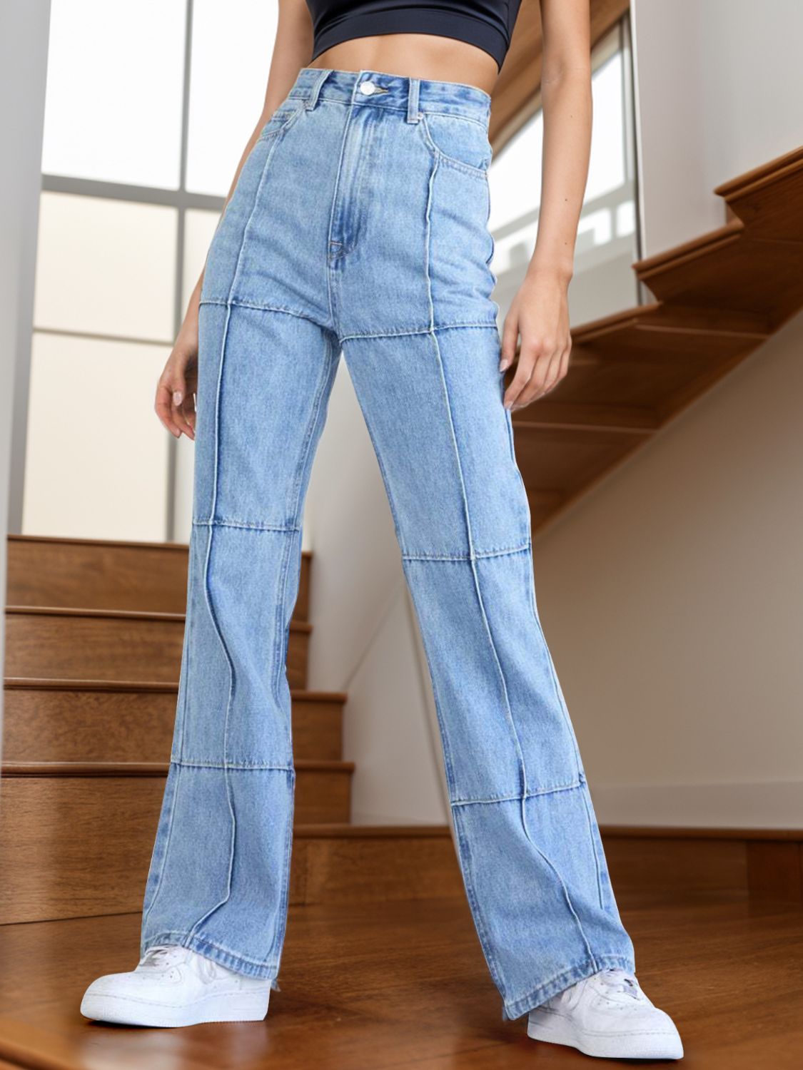 High Waist Straight Jeans with Pockets-Teresa&#39;s Fashionista LLC