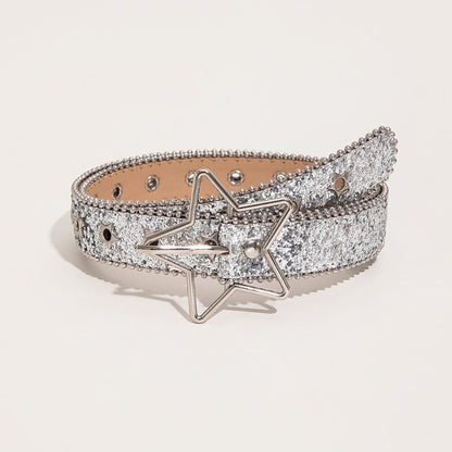 PU Leather Star Shape Buckle Belt-Teresa&#39;s Fashionista LLC